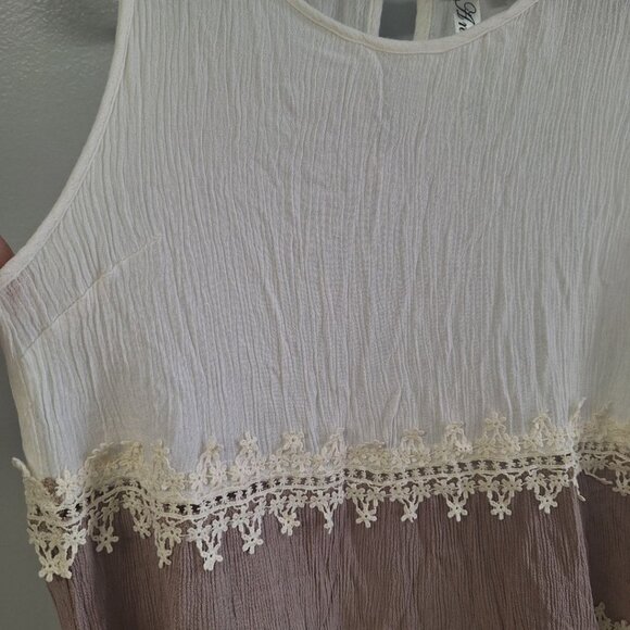 Andree by‎ unit Tank Top Womens S Brown Green Embellished Lace Boho - Picture 3 of 5